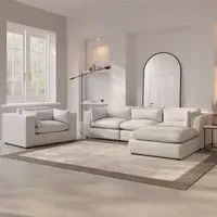 Chaise Corner Sofa Set with Cuddle Chair - Beige
