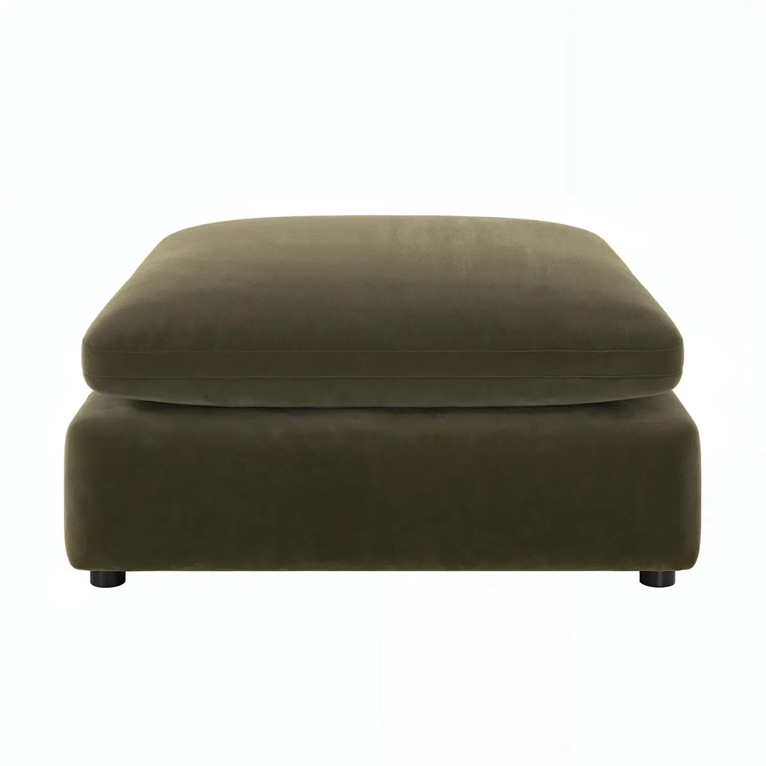 Large Footstool with Foam Fill - Green, Velvet