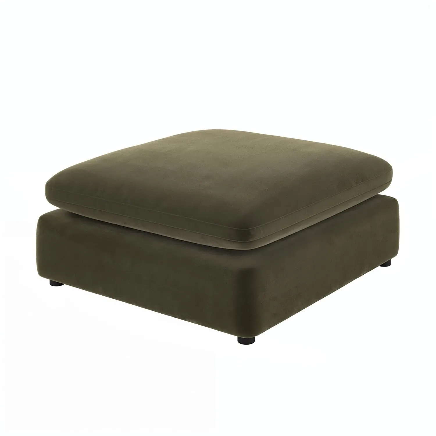 Large Footstool with Foam Fill - Green, Velvet
