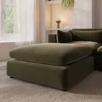 Large Footstool with Foam Fill - Green, Velvet