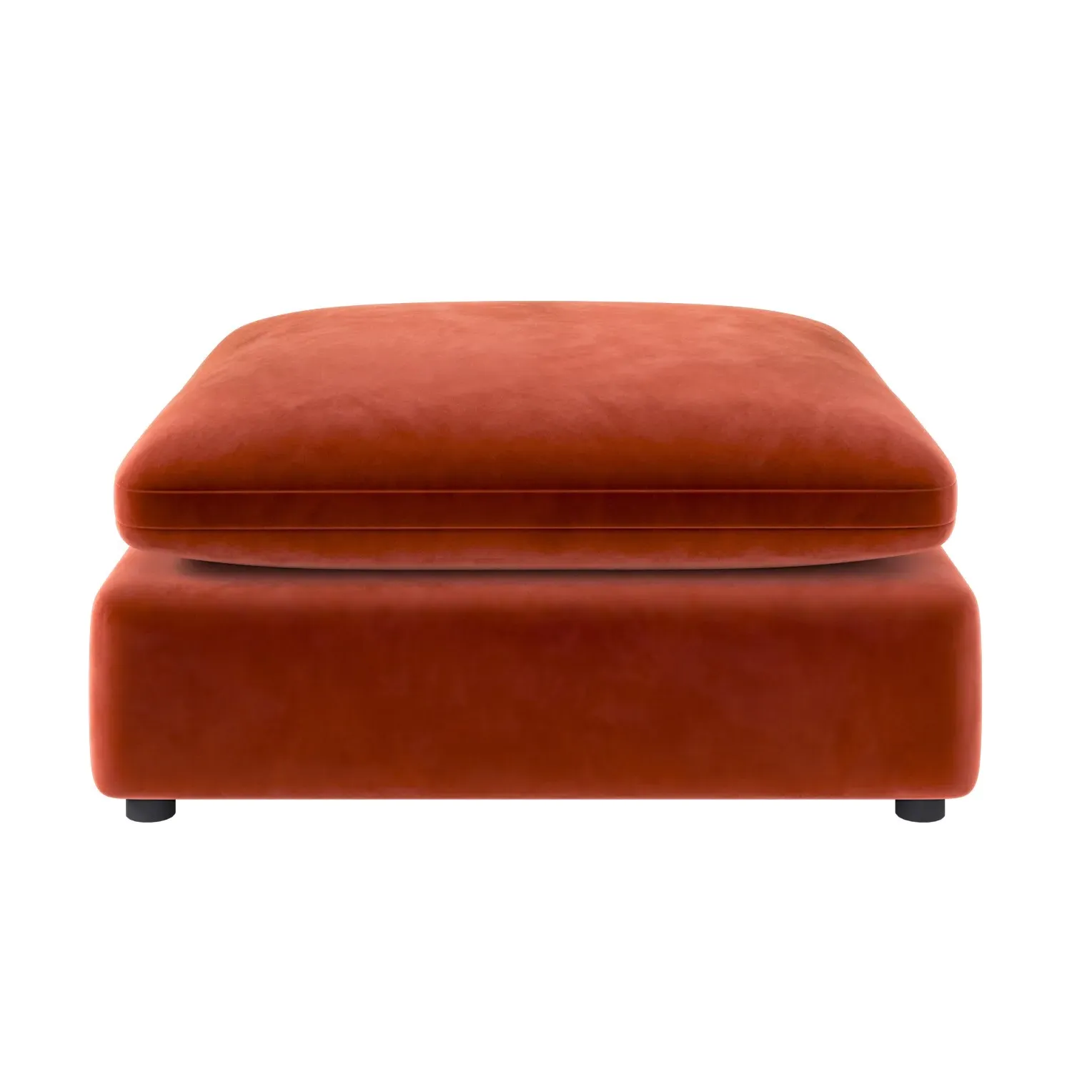 Large Footstool with Foam Fill - Orange, Velvet