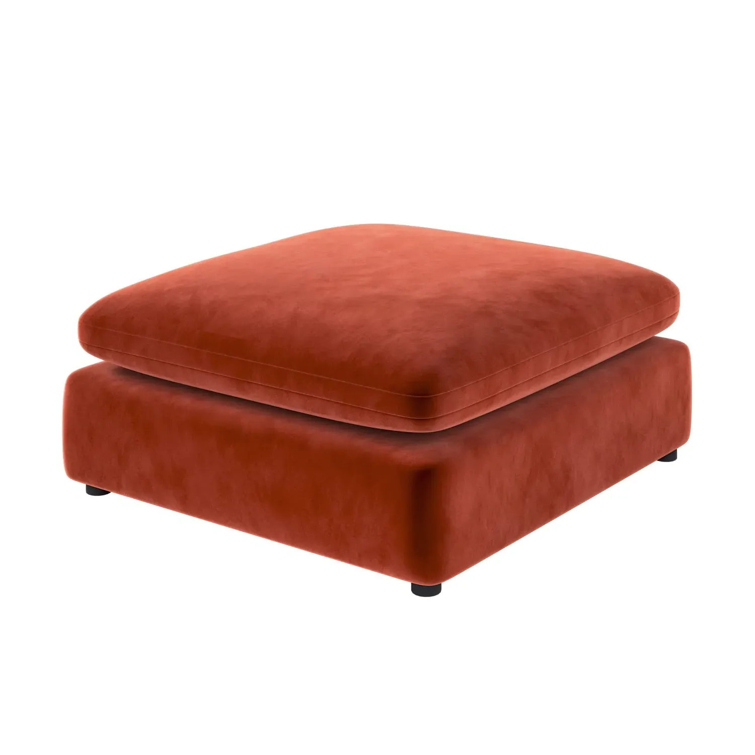 Large Footstool with Foam Fill - Orange, Velvet