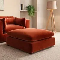 Large Footstool with Foam Fill - Orange, Velvet