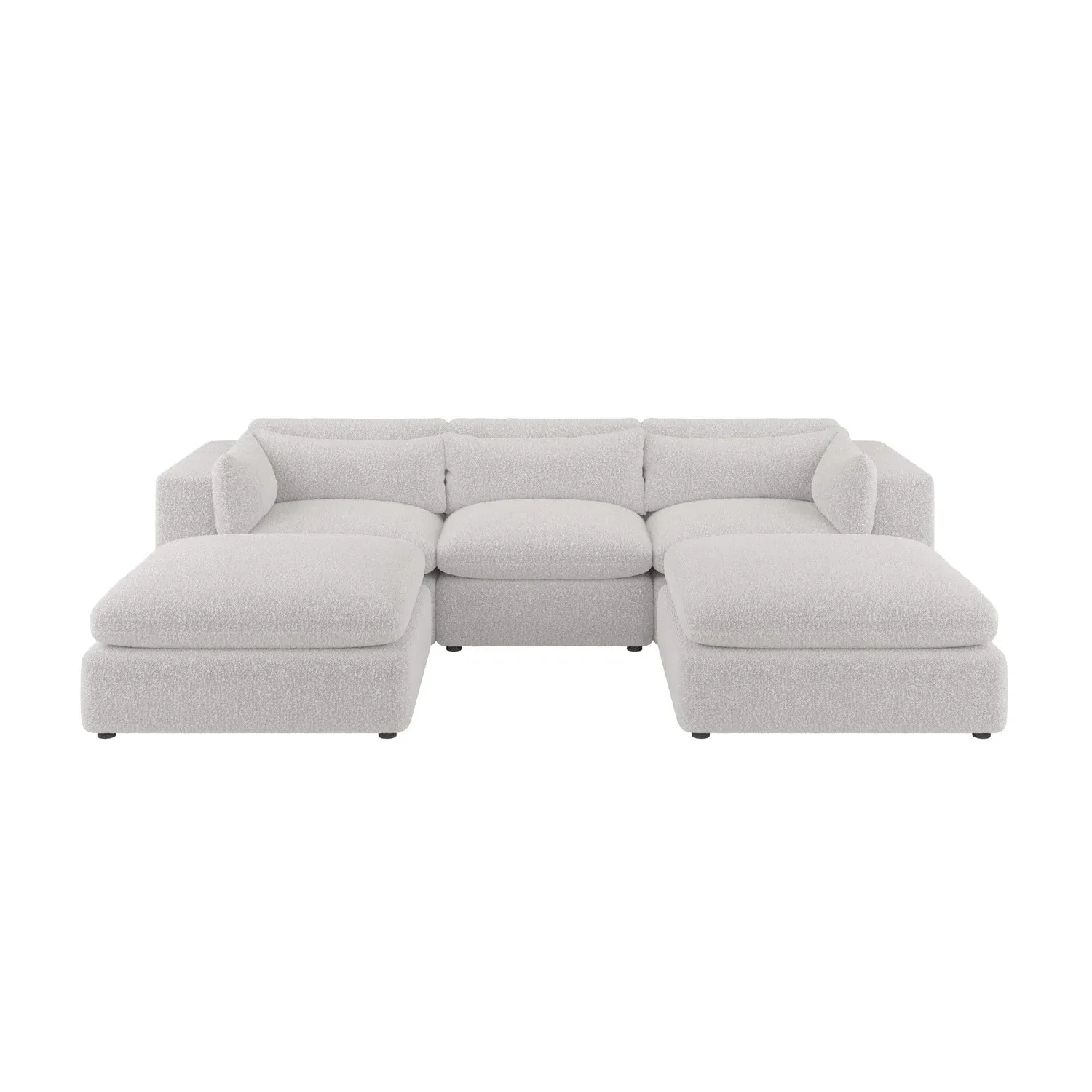 U-Shaped Sofa with Chaise - Beige, Boucle
