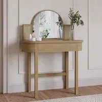 Dressing Table with Mirror and Drawer - Wood, Oak