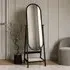 Full Length Oval Mirror with Shelf - Black, Oak