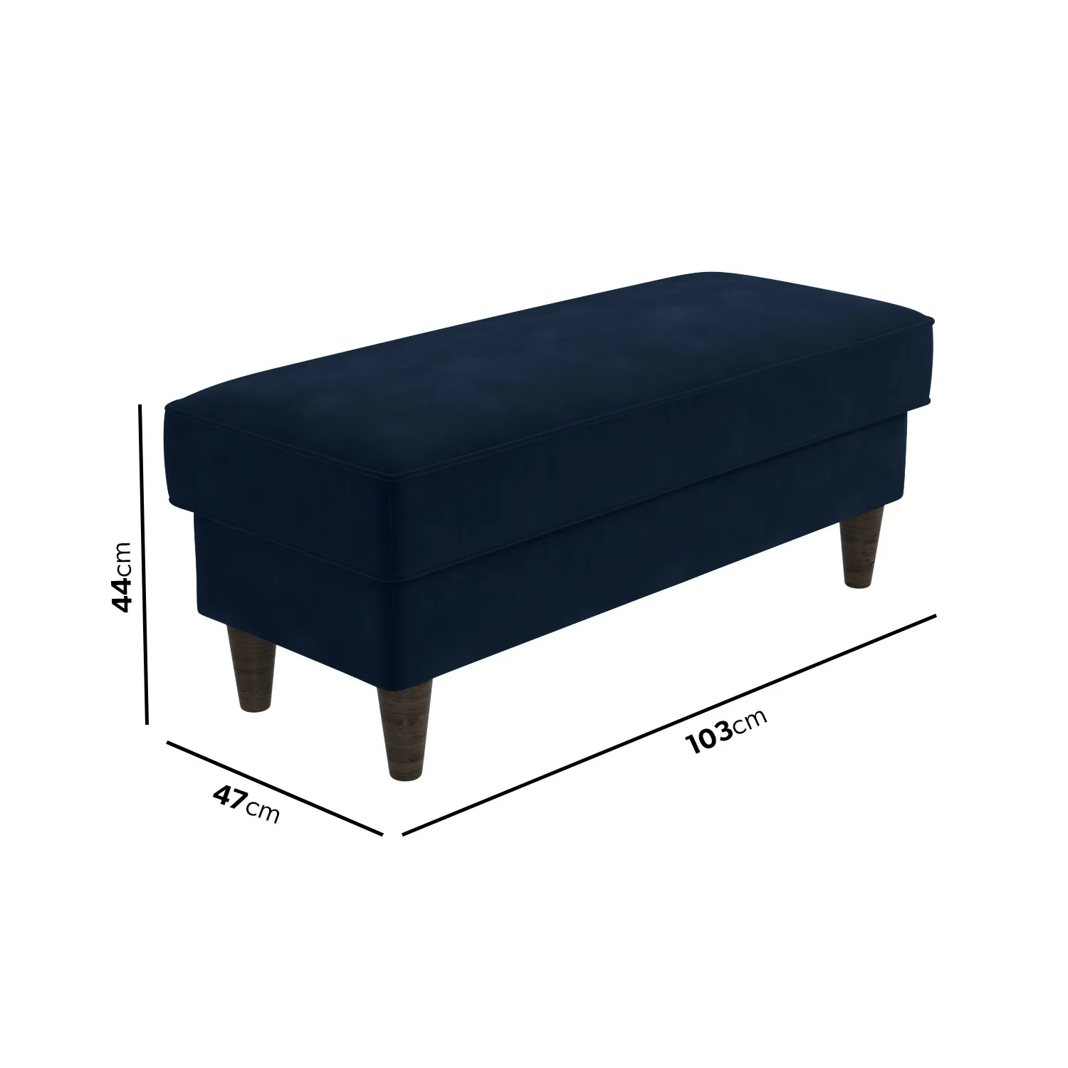 Large Footstool with Detachable Legs - Navy, Velvet