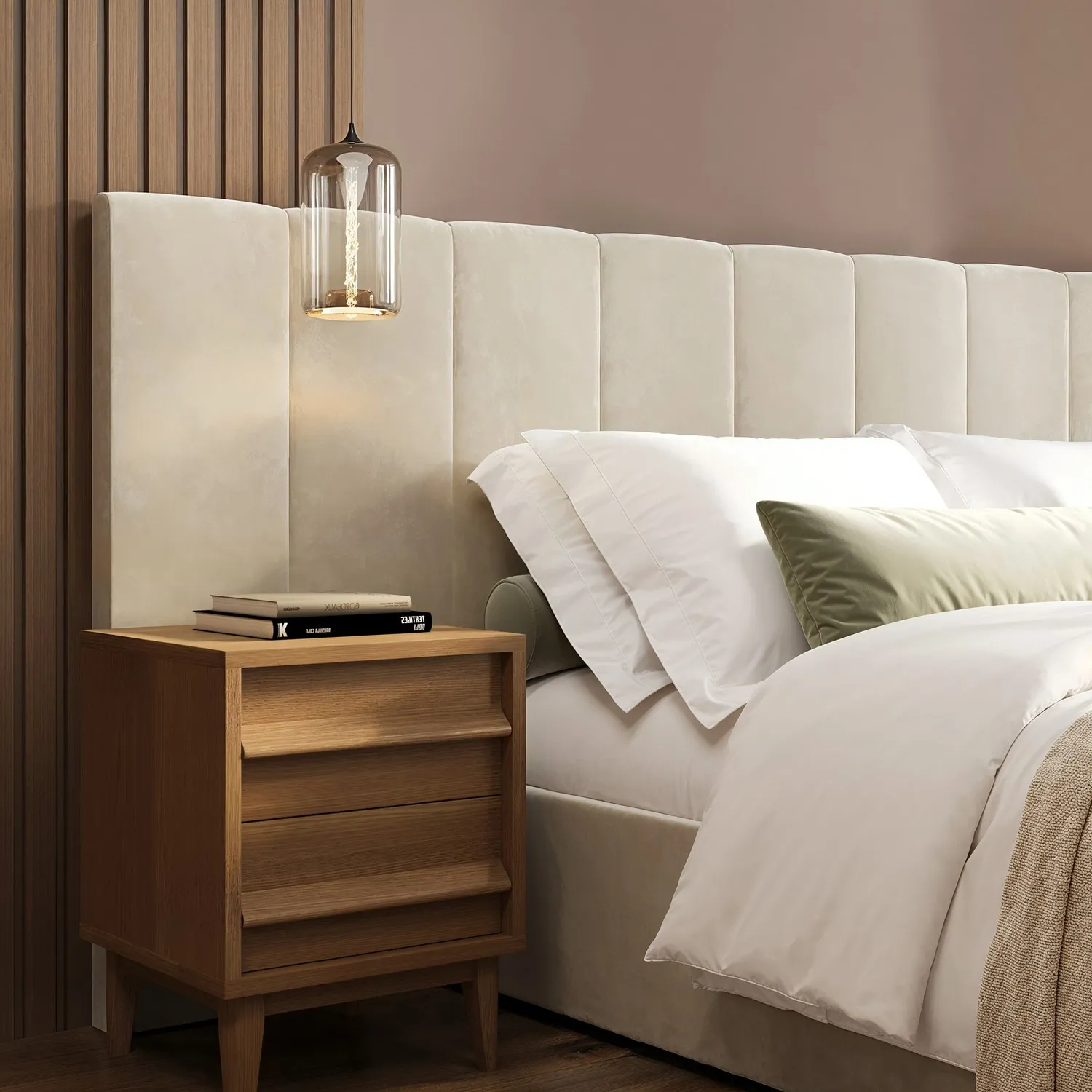 Double Ottoman Bed with Storage - Beige, Velvet