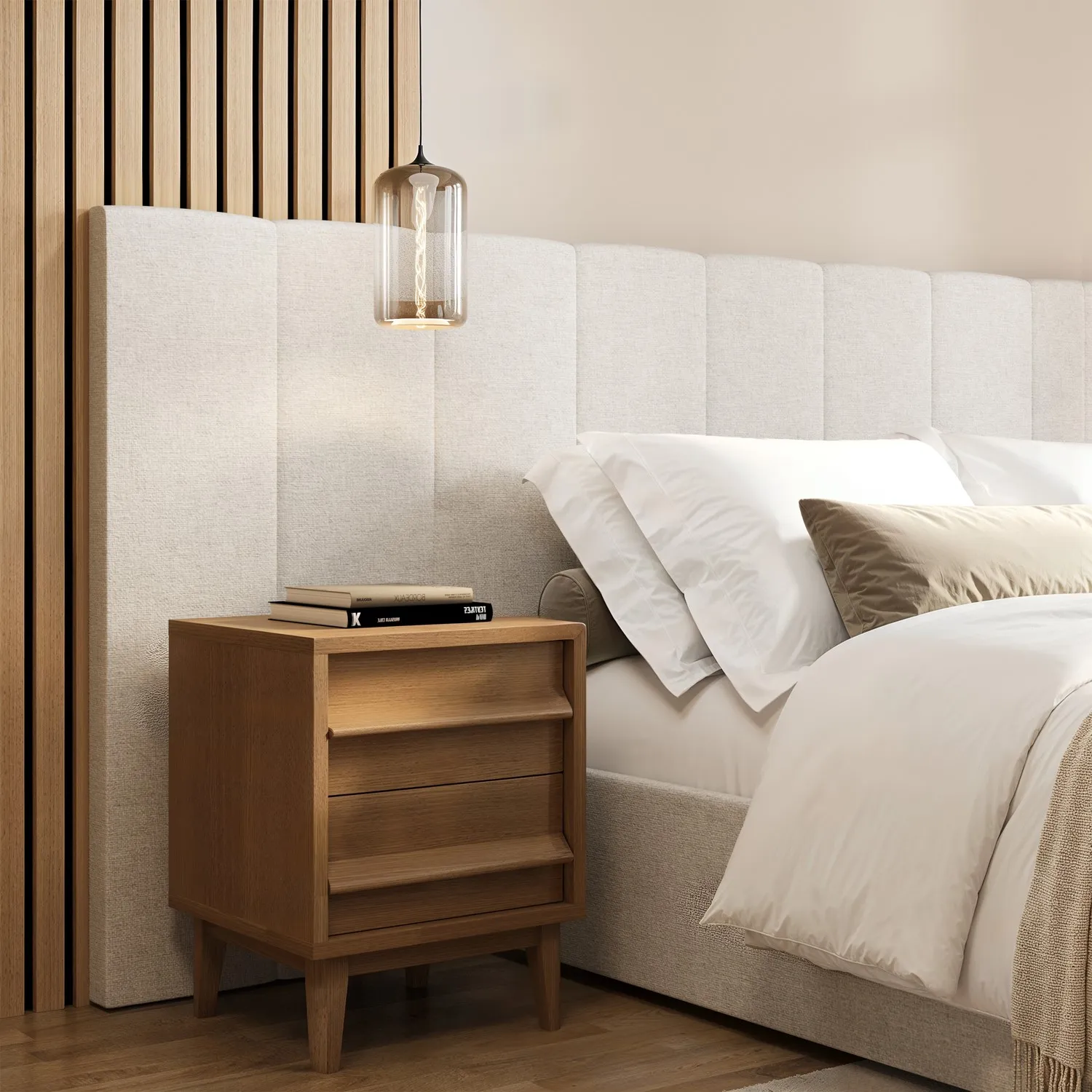 King Size Ottoman Bed with Storage - Cream, Fabric