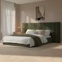 King Size Ottoman Bed with Storage - Green, Velvet