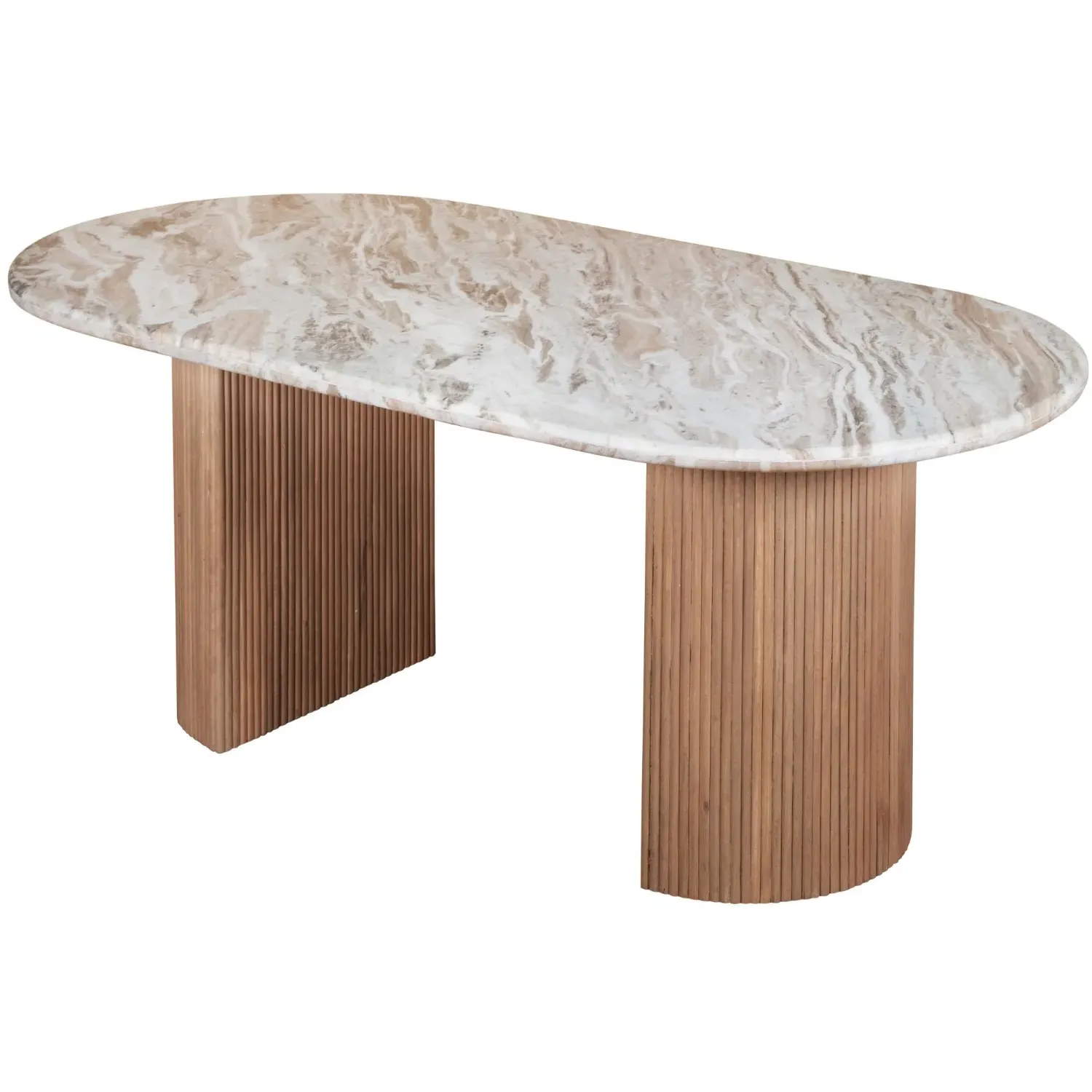 6-8 Seater Oval Dining Table - White, Marble