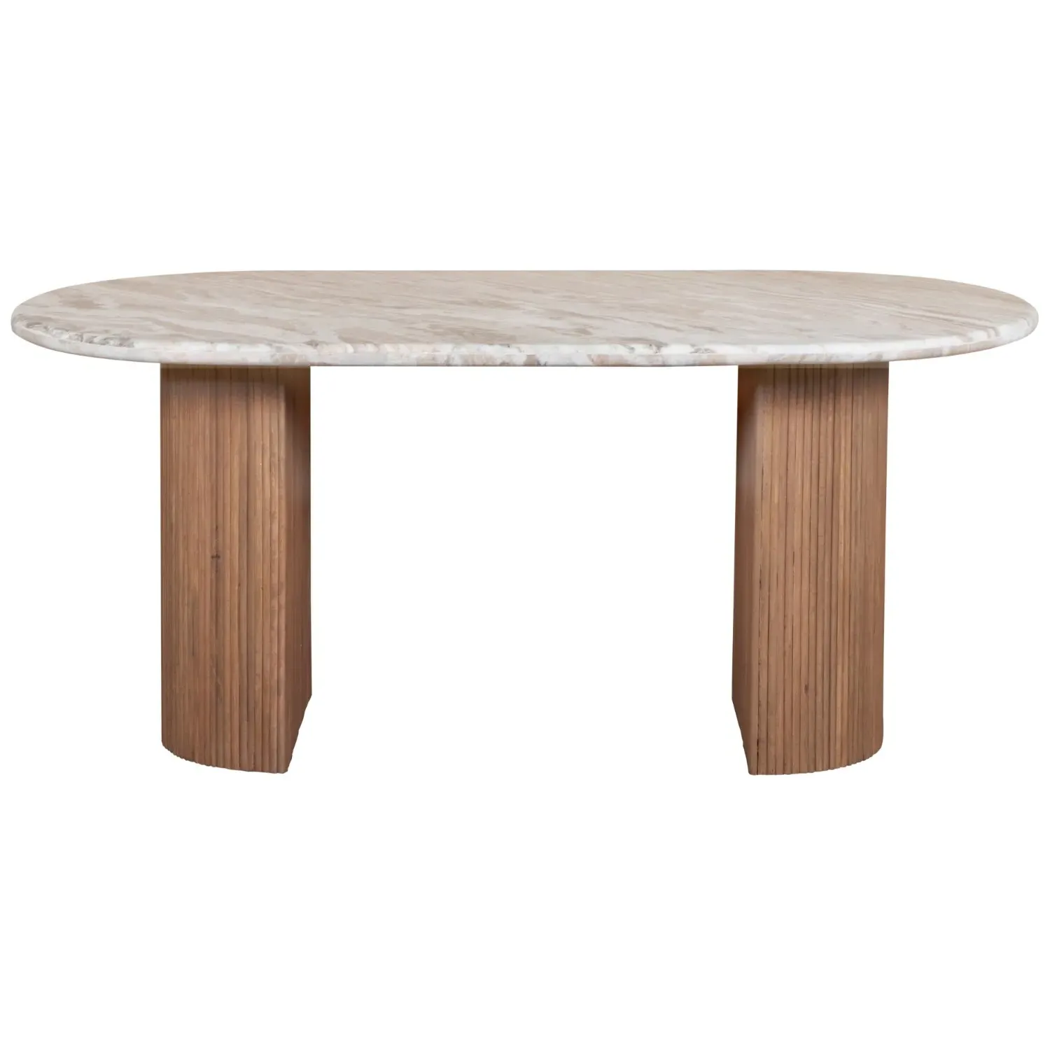 6-8 Seater Oval Dining Table - White, Marble
