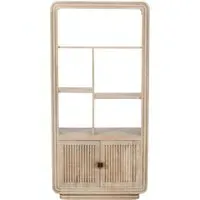 Carved Bookcase with Storage - Brown, Mango Wood