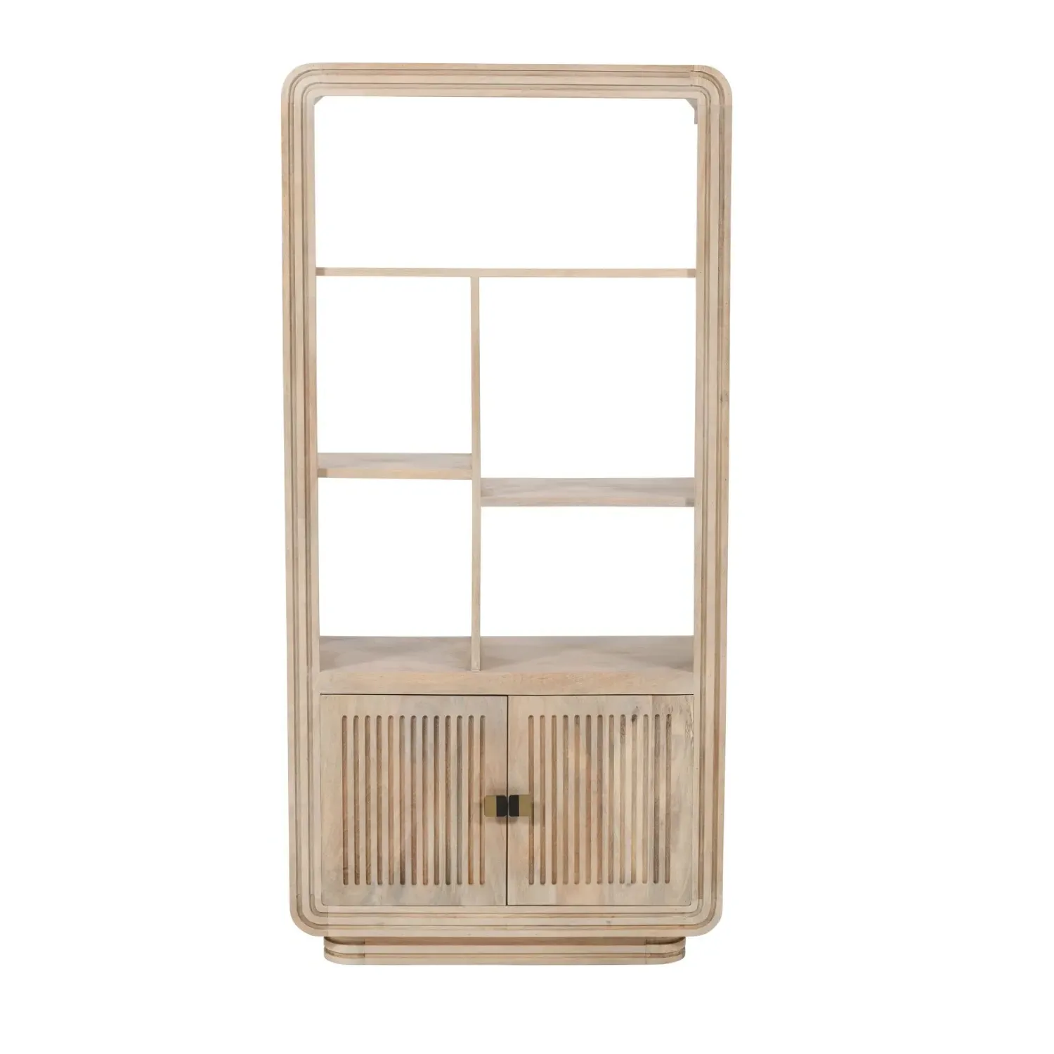 Carved Bookcase with Storage - Brown, Mango Wood