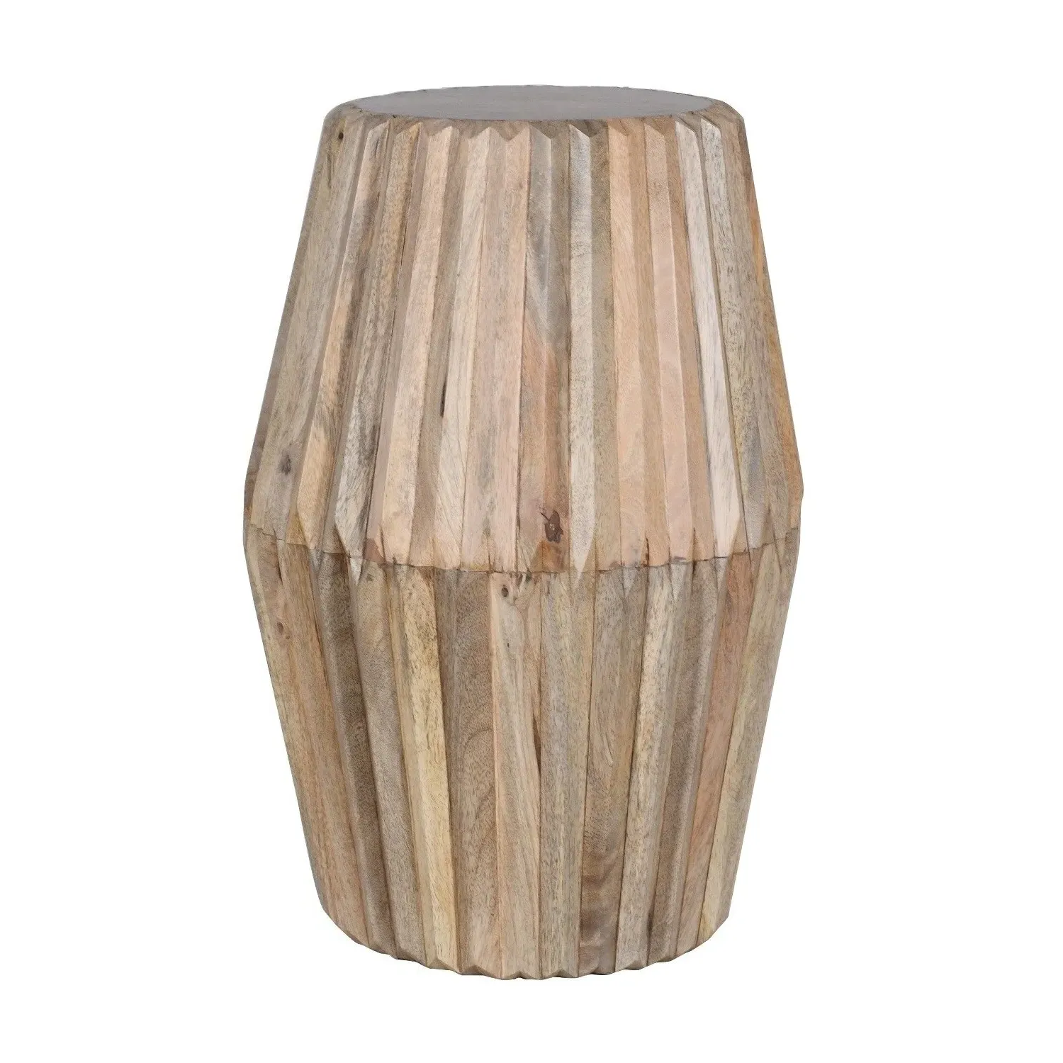 Carved Side Table - Brown, Mango Wood