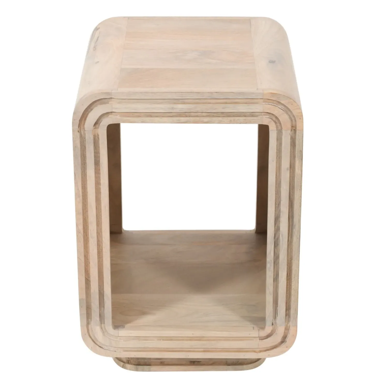 Carved Side Table - Brown, Mango Wood