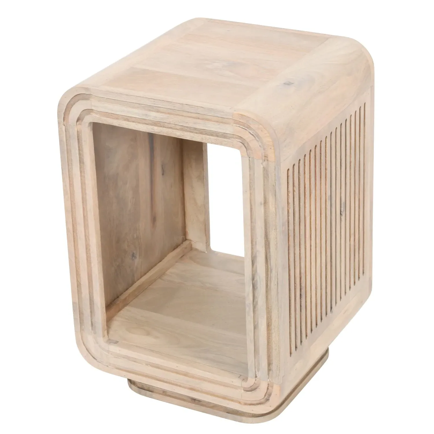 Carved Side Table - Brown, Mango Wood