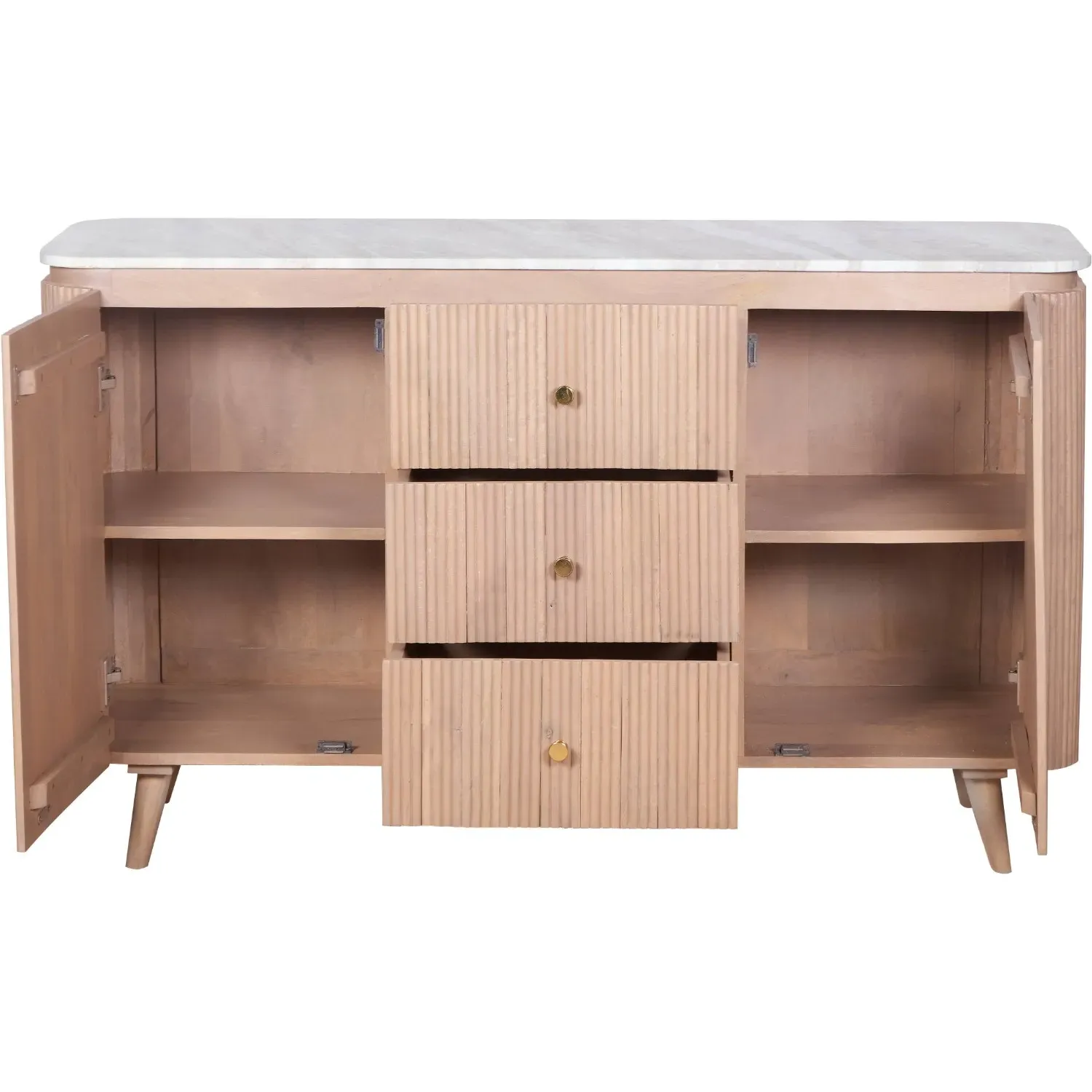 Extra Large Sideboard - Brown, Marble & Wood