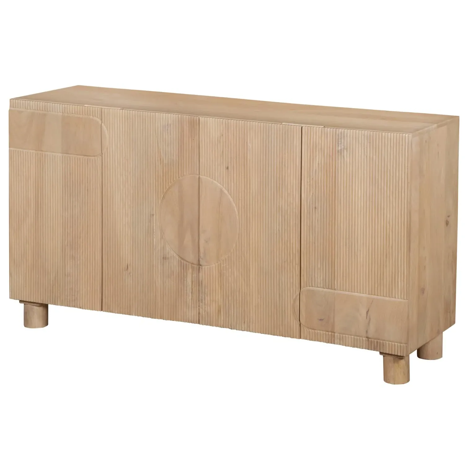 Extra Large Sideboard with Fluted Design - Brown, Mango Wood
