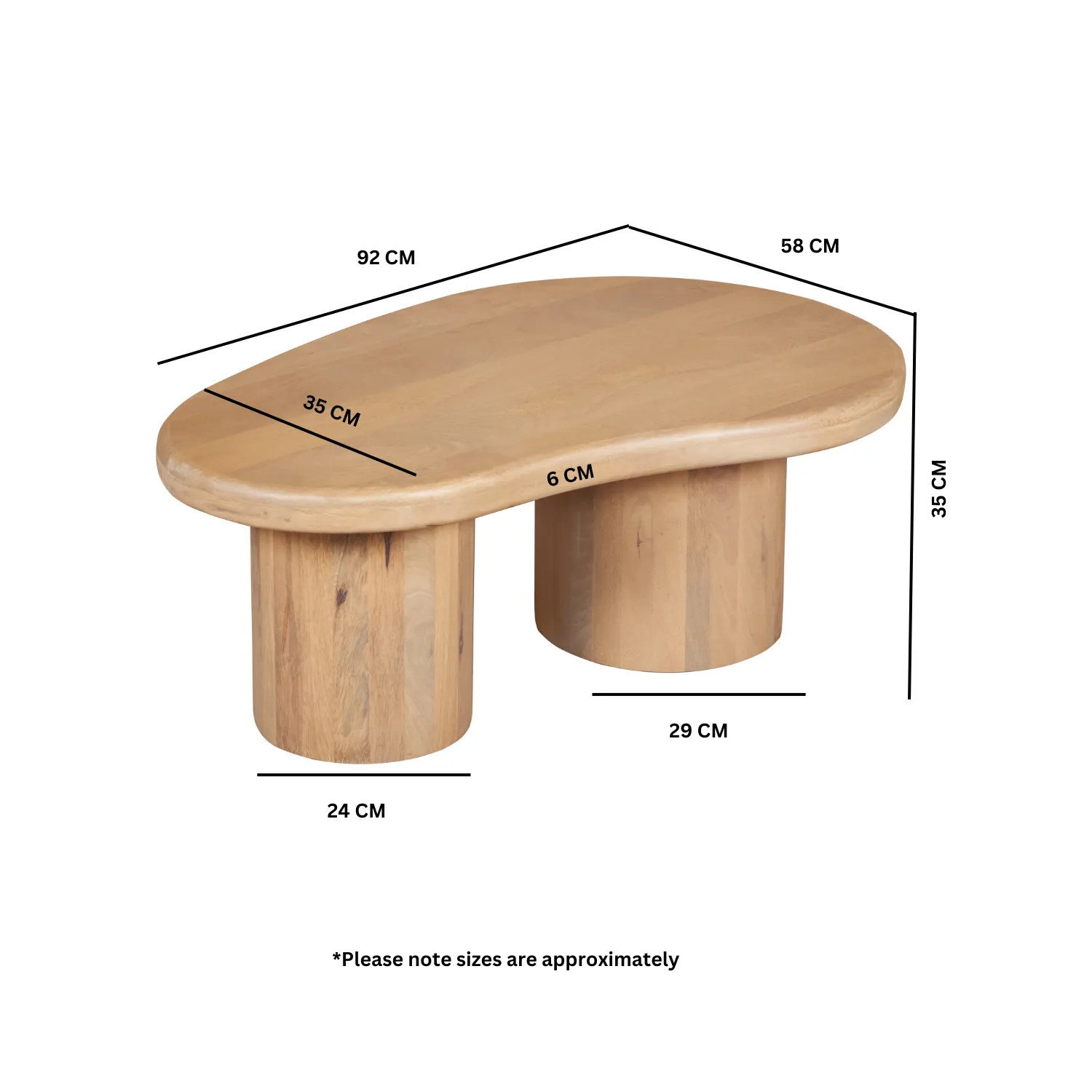 Fluted Coffee Table - Brown, Mango Wood