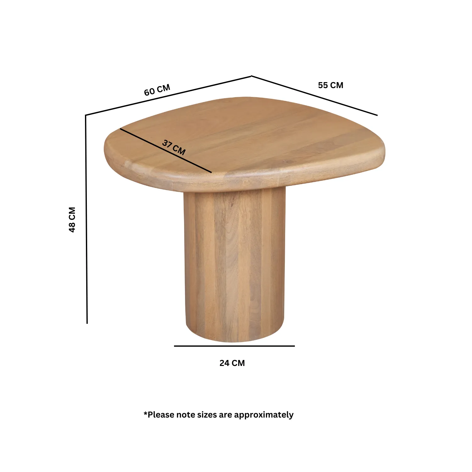 Fluted Side Table - Brown, Mango Wood