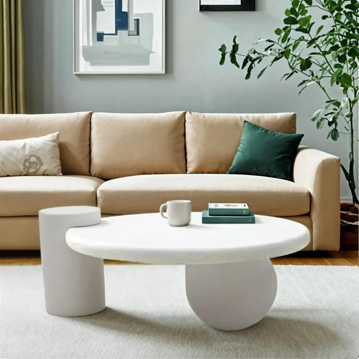 Geometric Coffee Table - White, Engineered Wood image