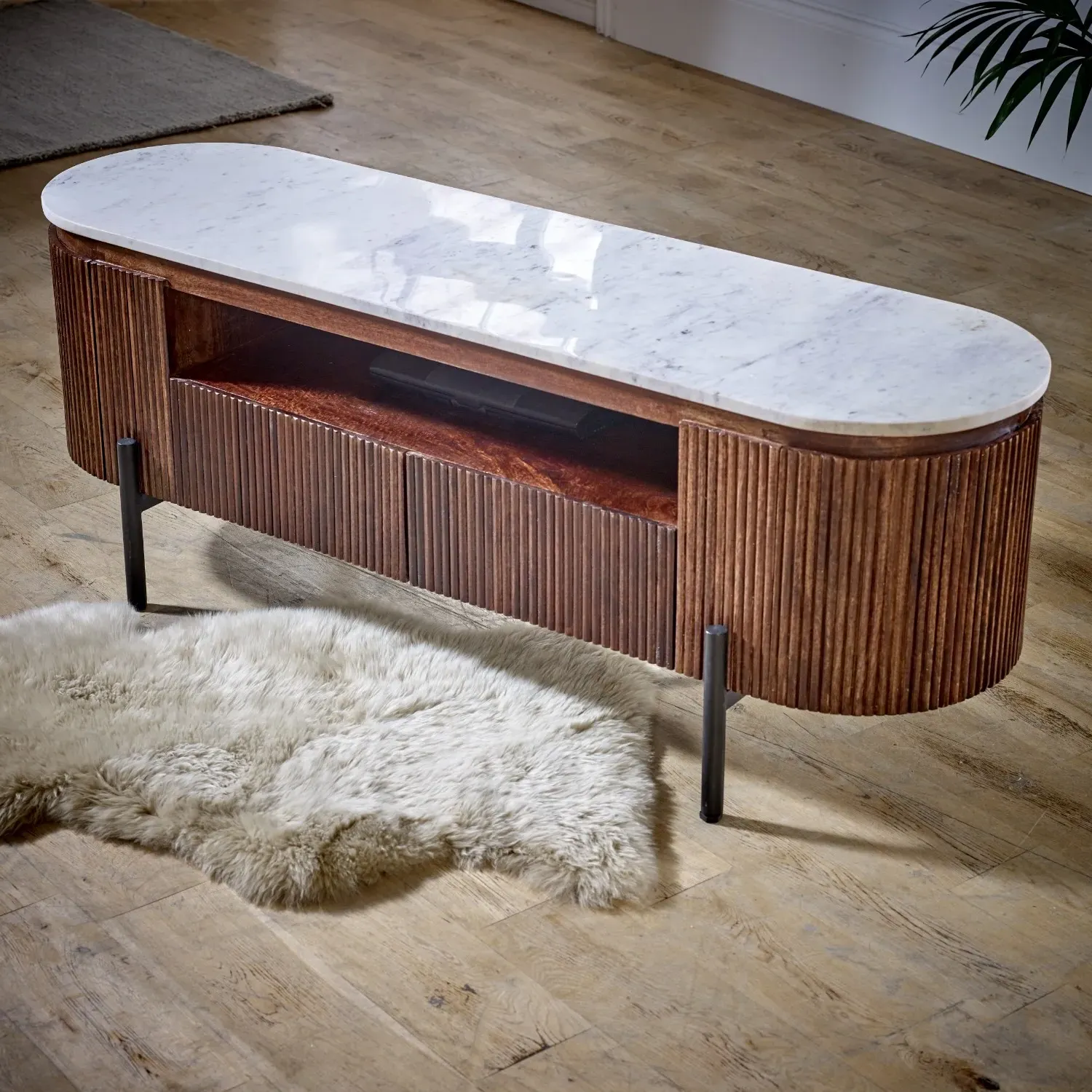 Large TV Stand with Storage - Brown, Mango Wood