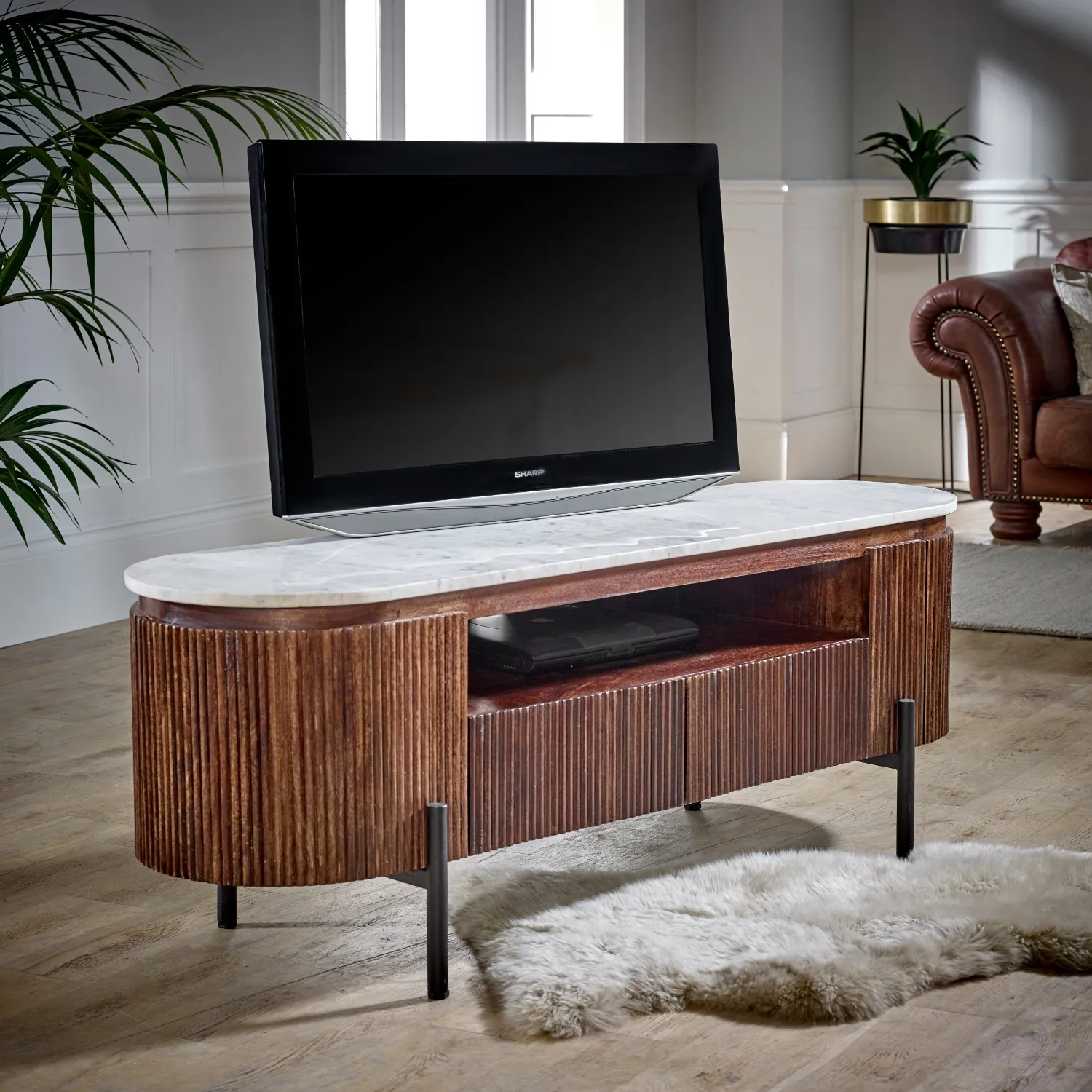 Large TV Stand with Storage - Brown, Mango Wood image