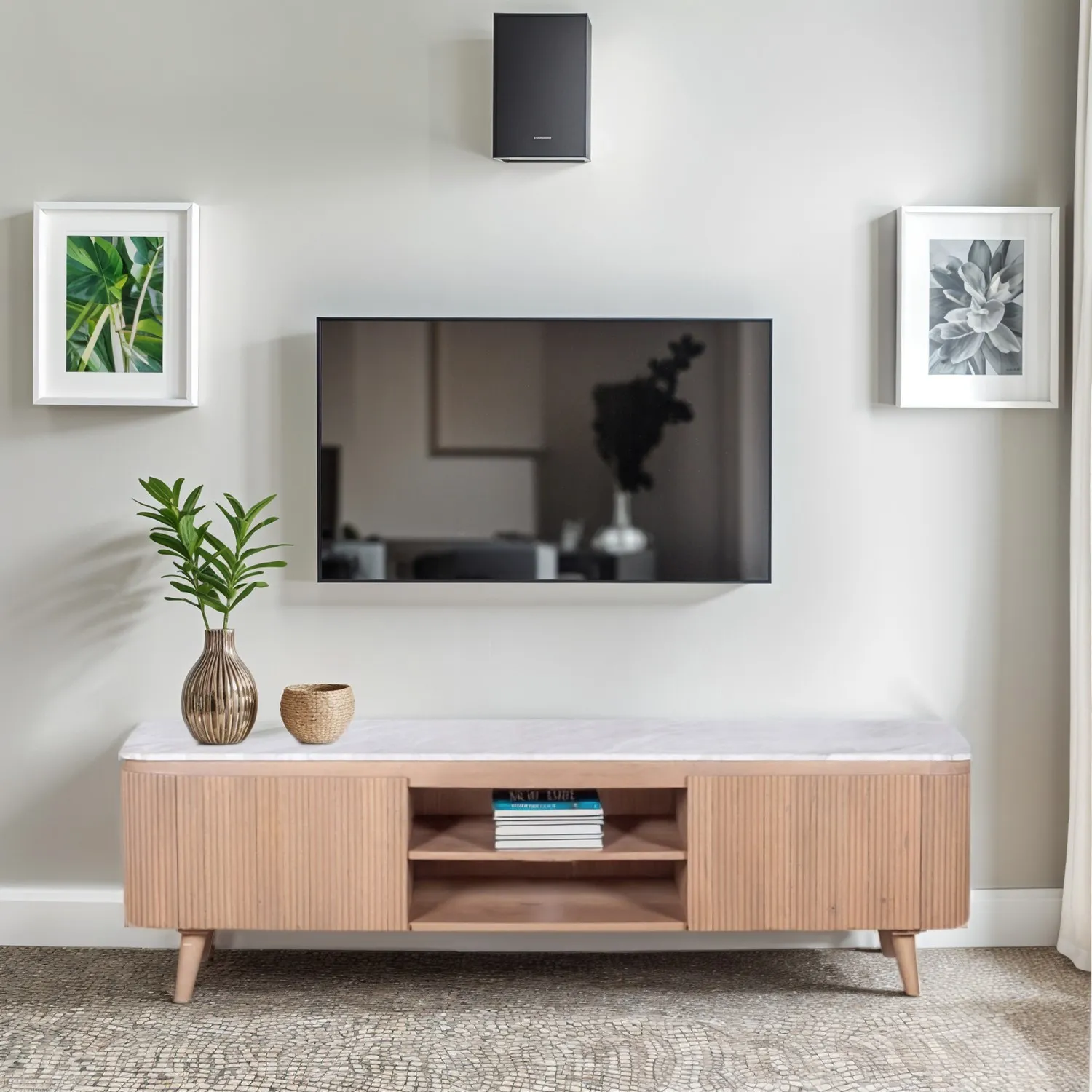 Large TV Stand with Storage - Brown, Mango Wood