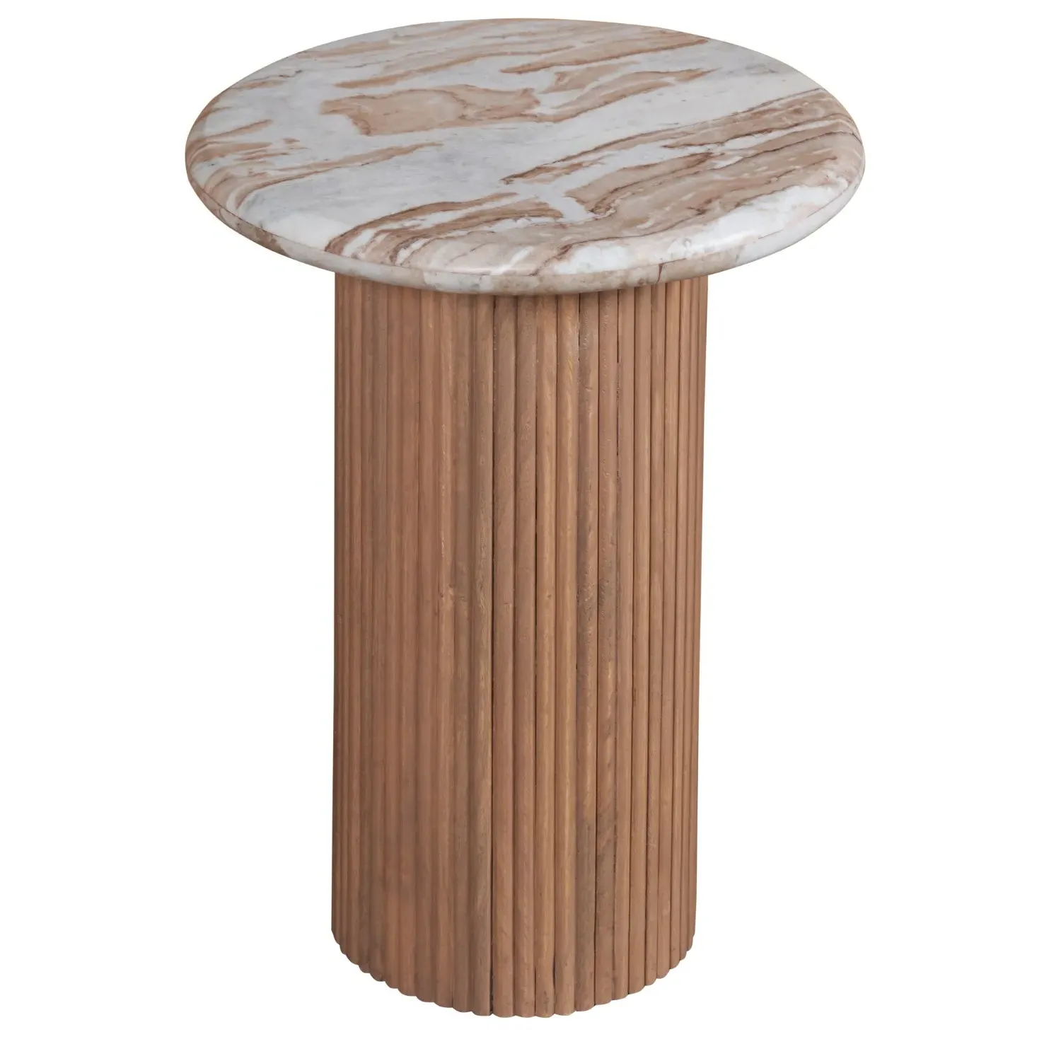 Round Pedestal Side Table - Brown, Marble