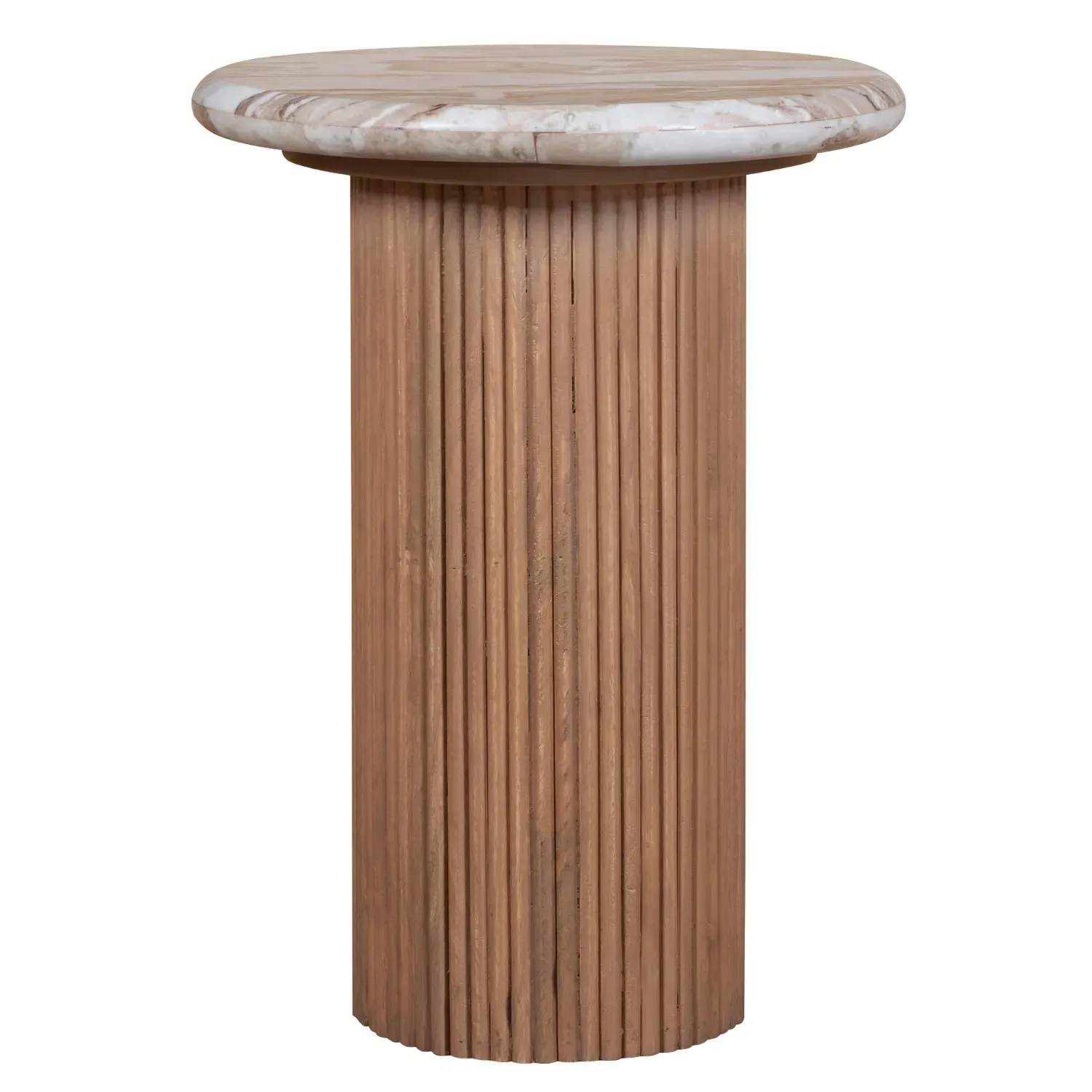 Round Pedestal Side Table - Brown, Marble