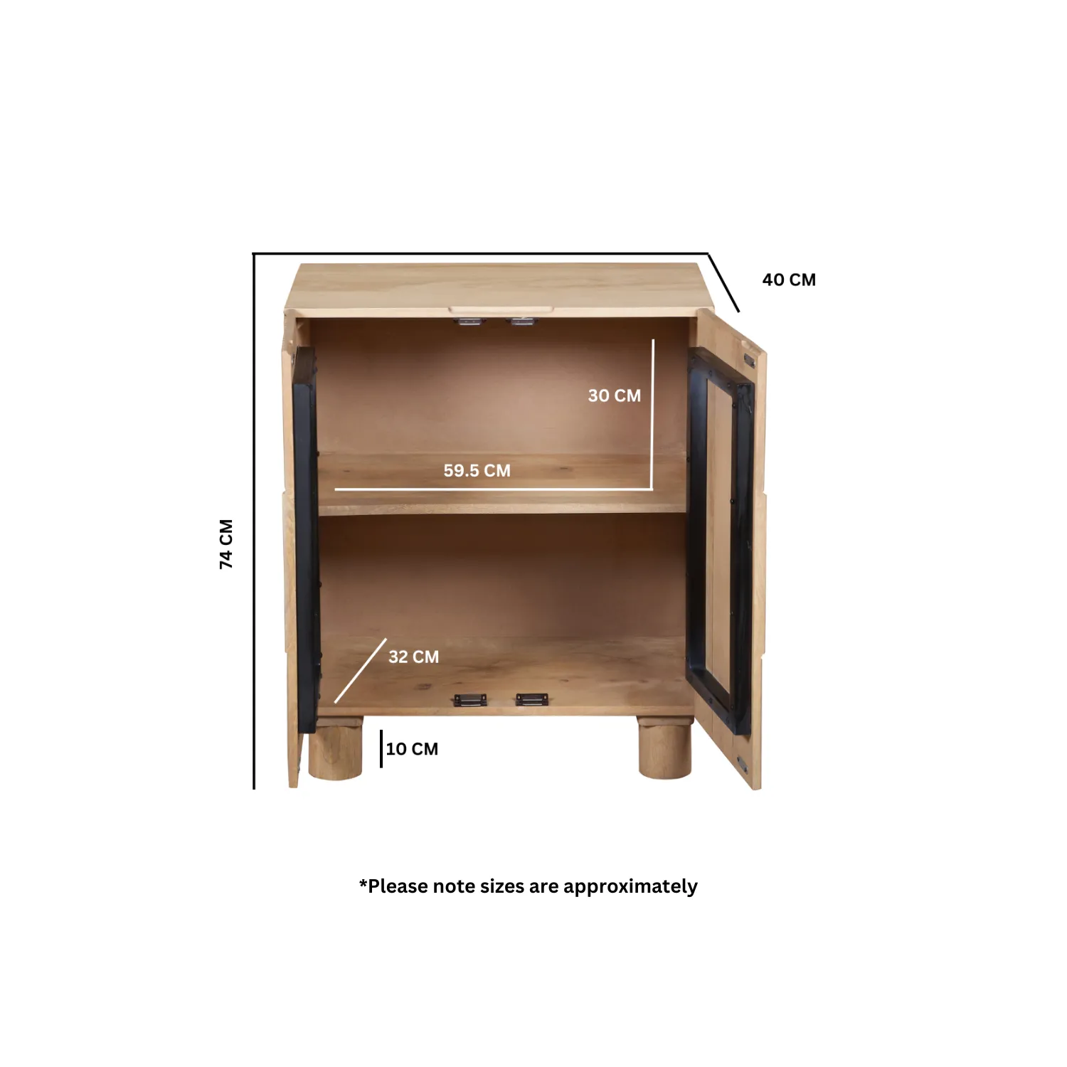 Small Fluted Sideboard - Brown, Mango Wood