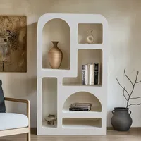 Tall Geometric Bookcase - White, Engineered Wood