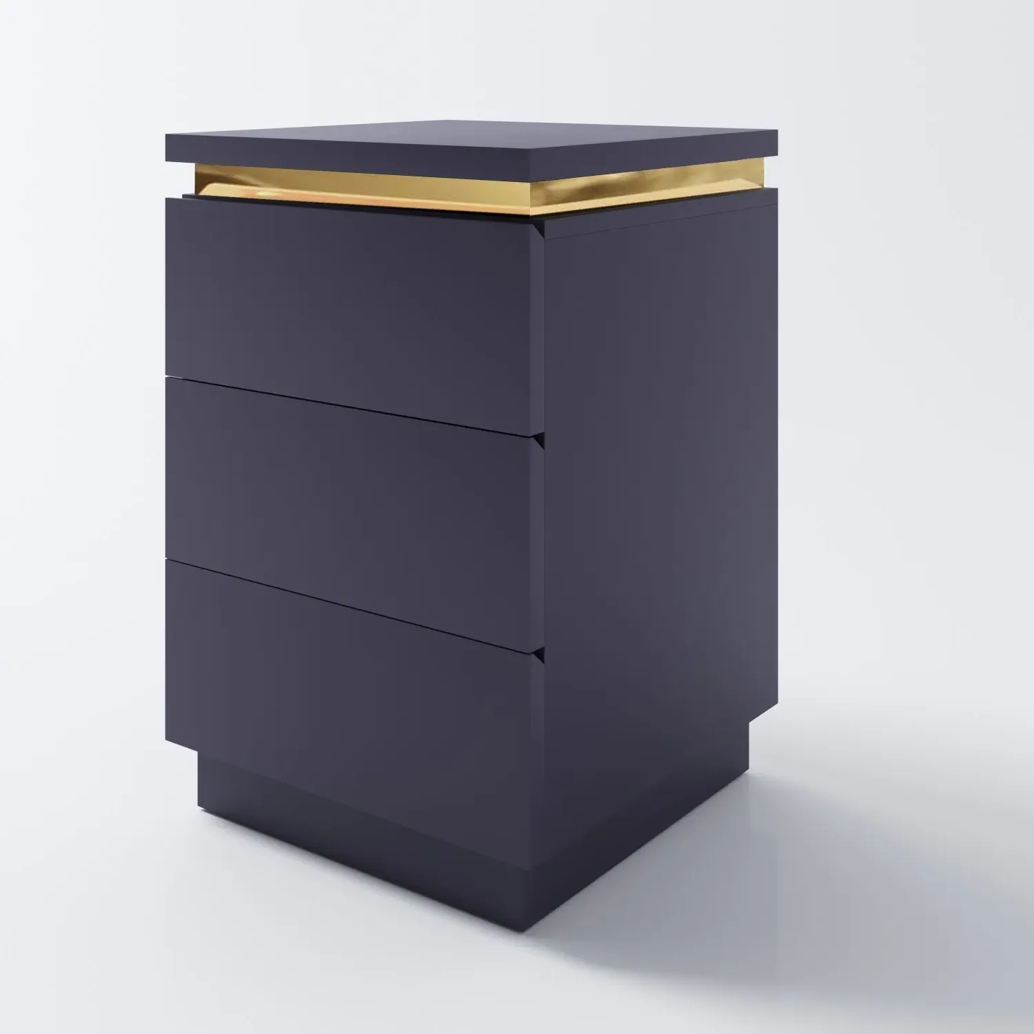 3-Drawer Bedside Table with Push-Open - Navy, MDF