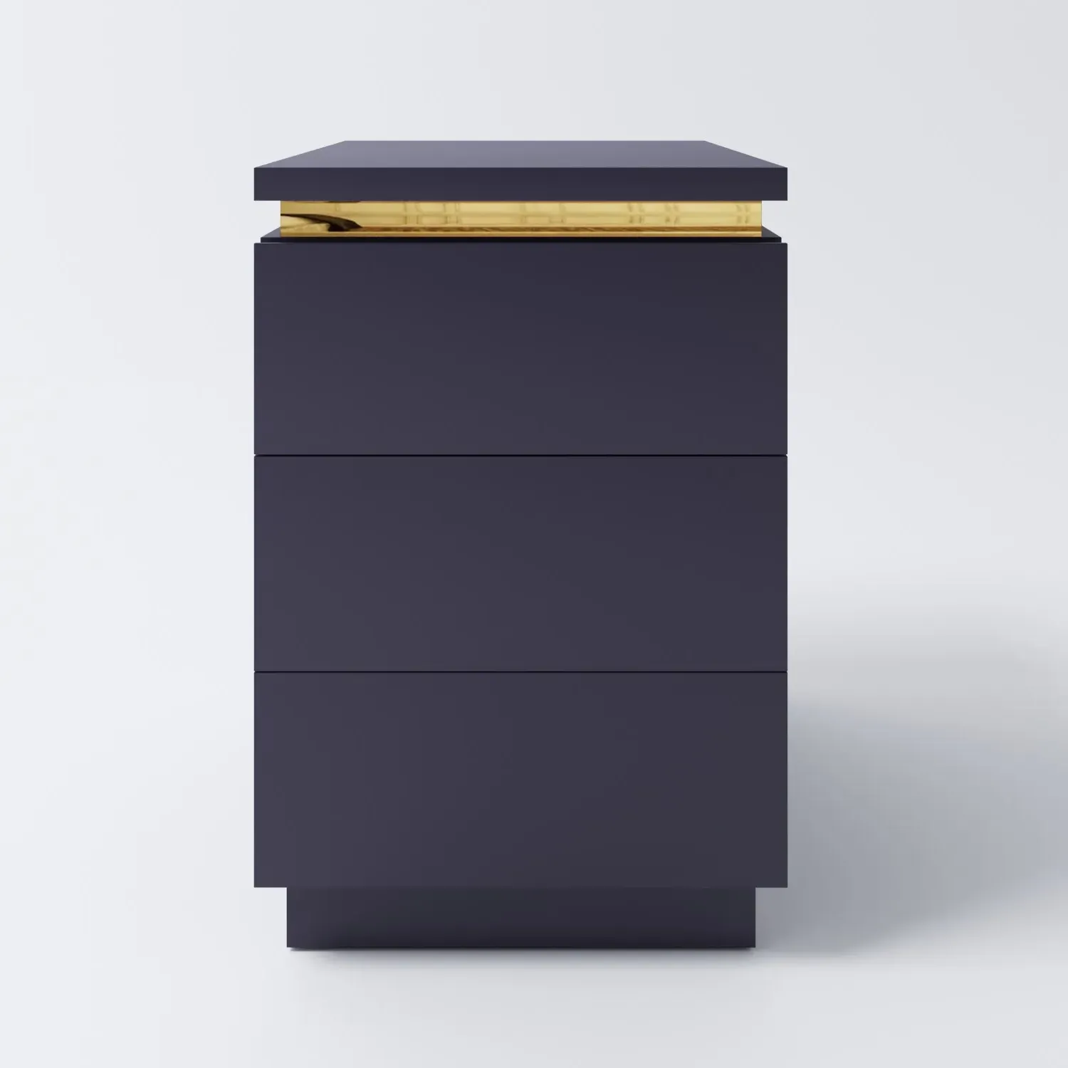 3-Drawer Bedside Table with Push-Open - Navy, MDF