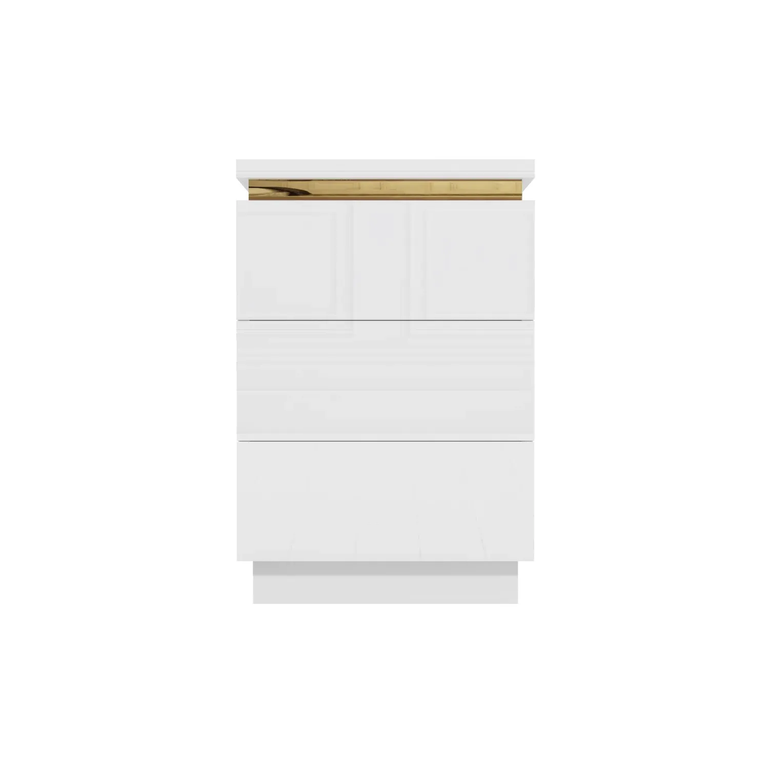 3-Drawer Bedside Table with Push-Open - White, MDF