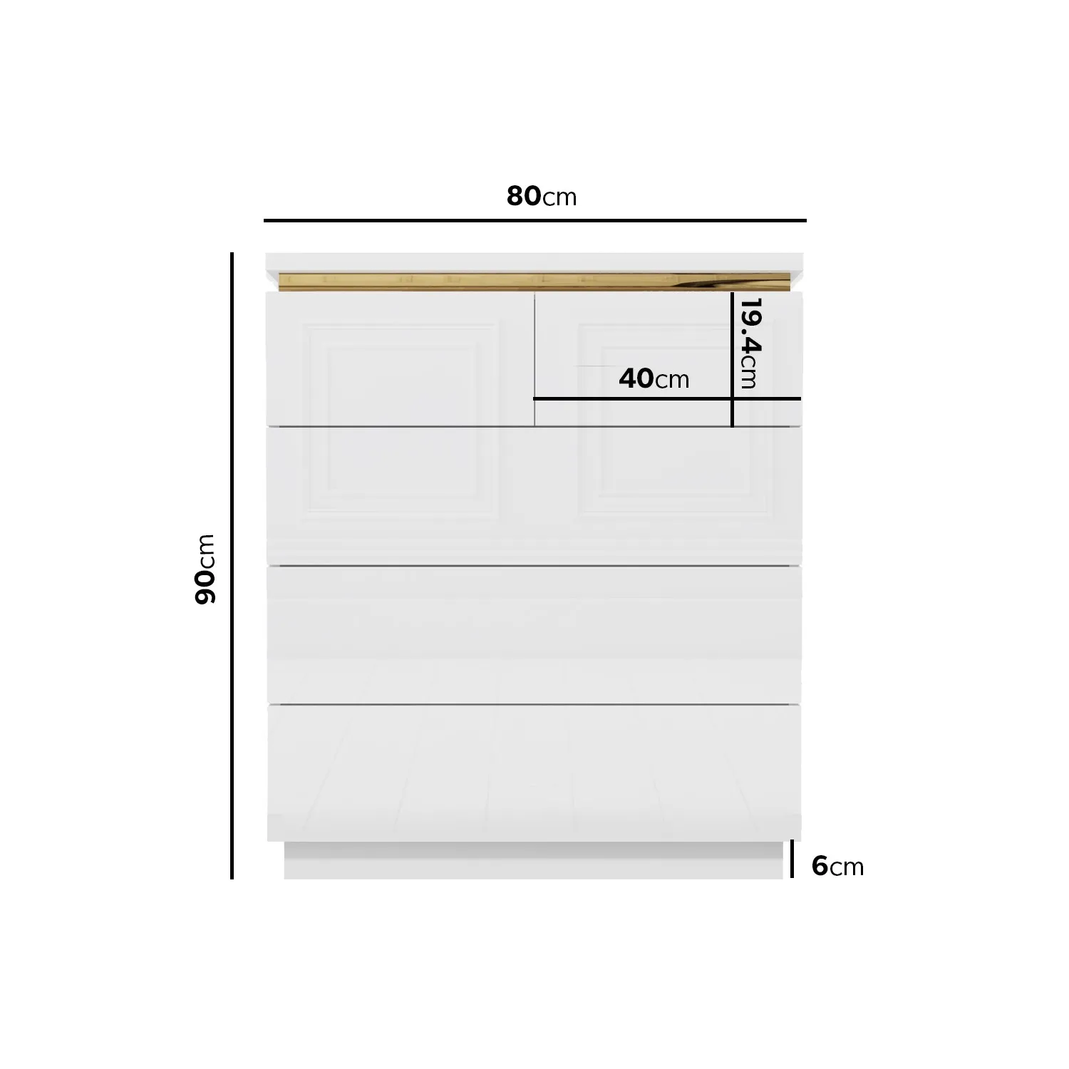 5-Drawer Chest with Push-Open - White, MDF