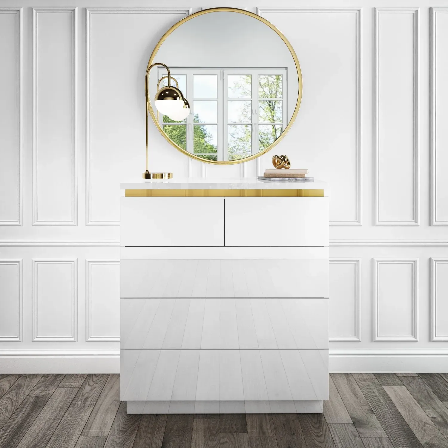 5-Drawer Chest with Push-Open - White, MDF image