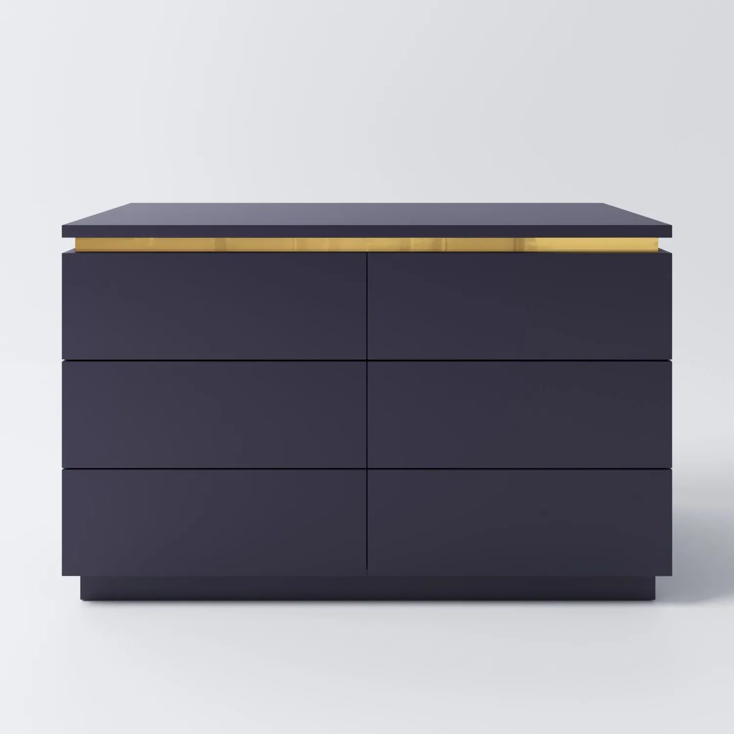 Wide 6-Drawer Chest with Push-Open - Navy, MDF