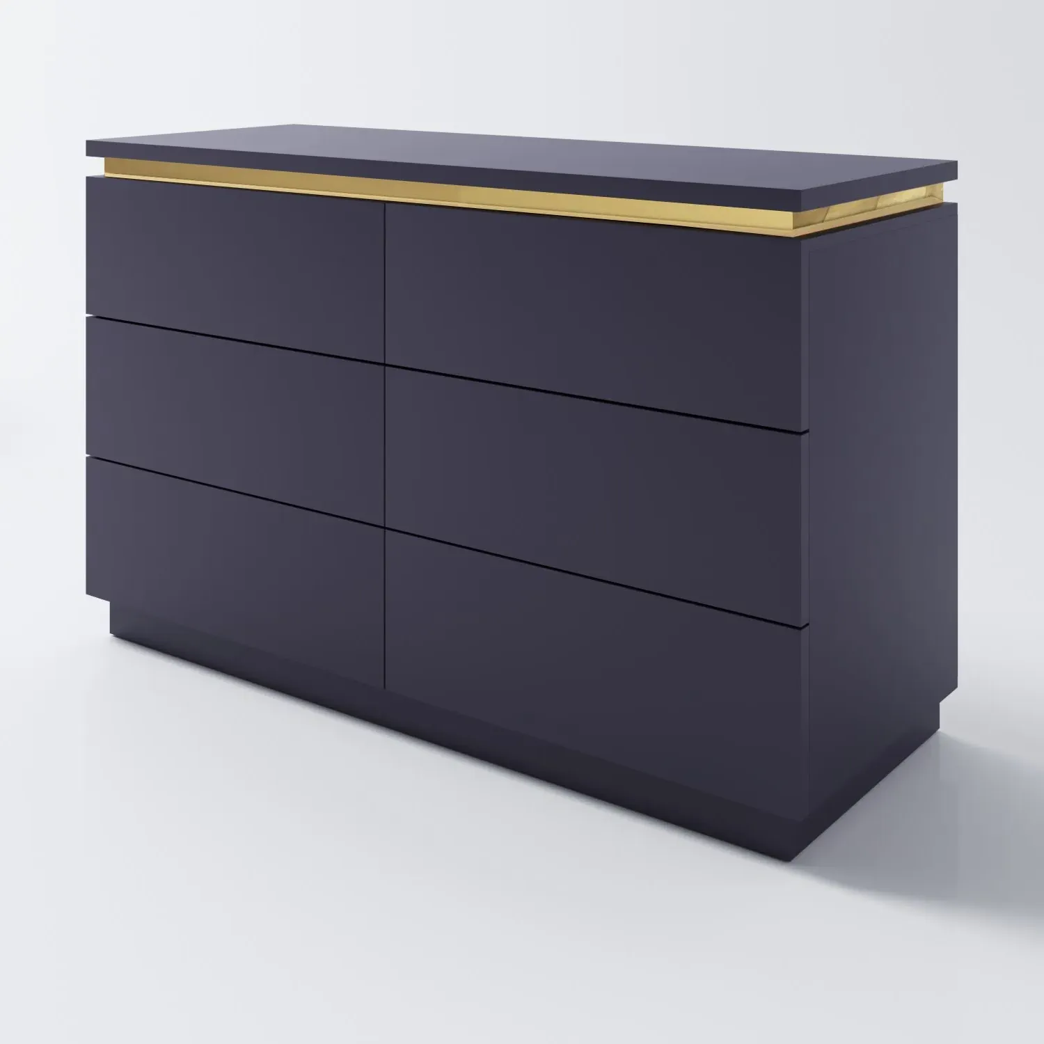 Wide 6-Drawer Chest with Push-Open - Navy, MDF