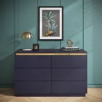 Wide 6-Drawer Chest with Push-Open - Navy, MDF