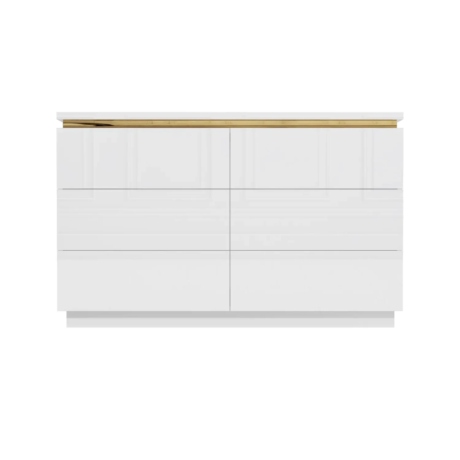 Wide 6-Drawer Chest with Push-Open - White, MDF