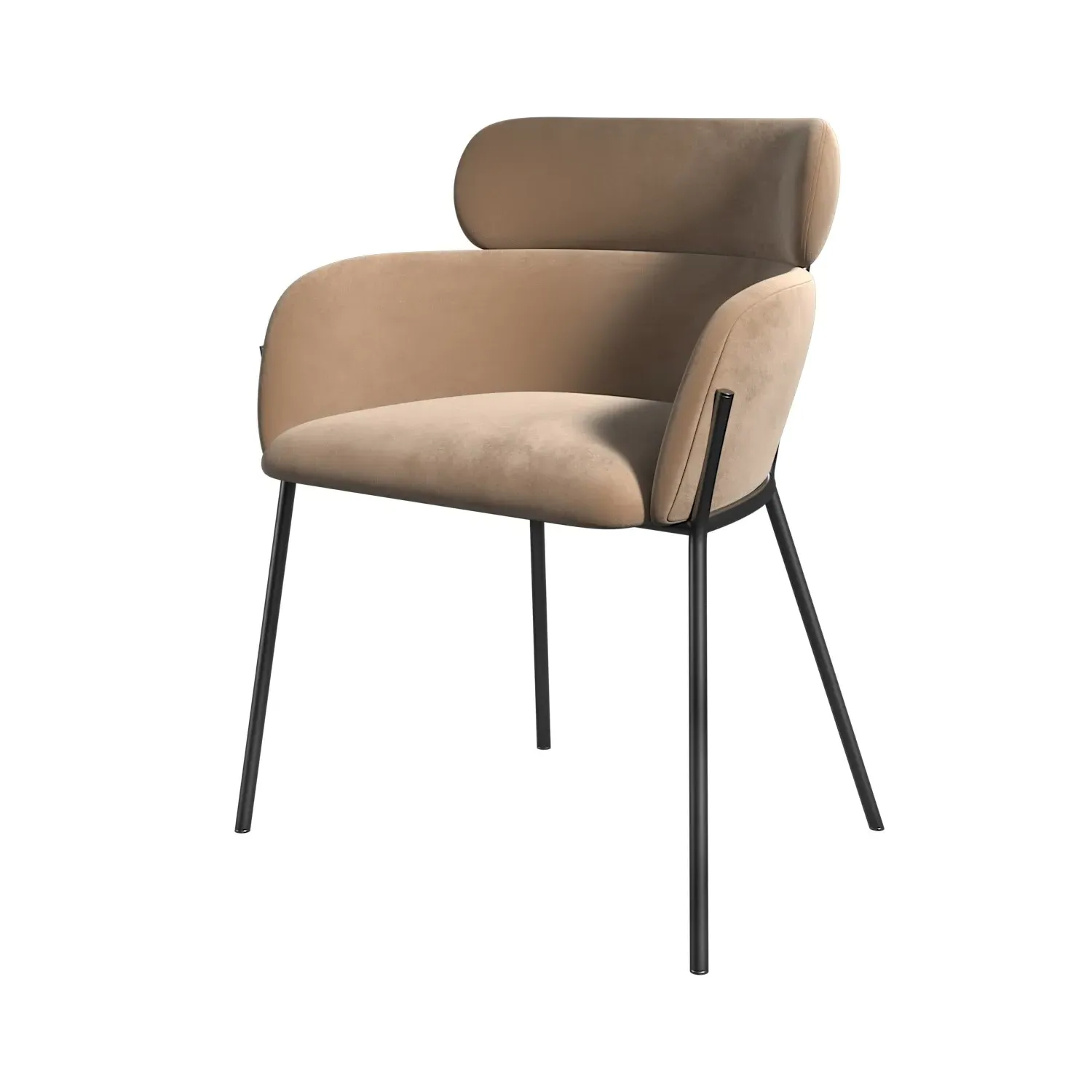 Curved Dining Chair - Beige, Velvet