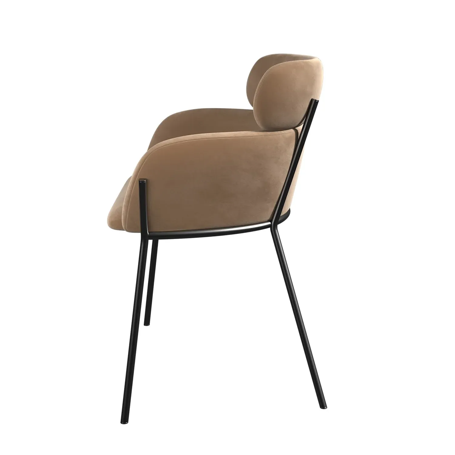 Curved Dining Chair - Beige, Velvet