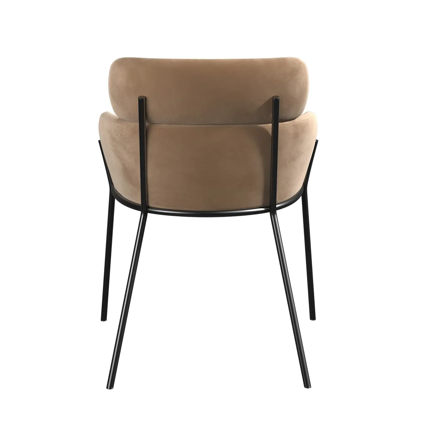Curved Dining Chair - Beige, Velvet