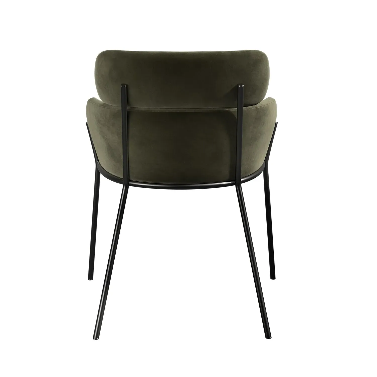 Set of 2 Curved Dining Chairs - Green, Velvet