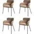 Set of 4 Curved Dining Chairs - Beige, Velvet