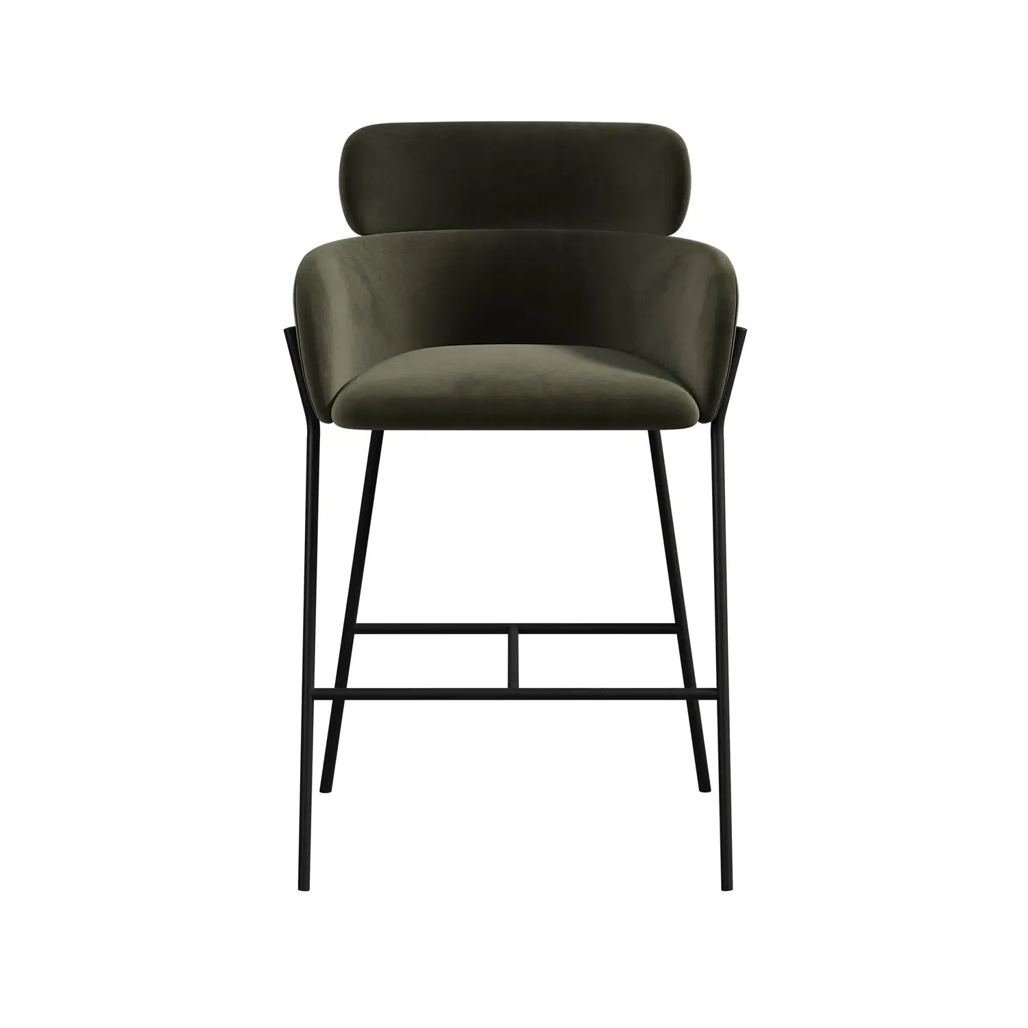 Set of 4 Curved Kitchen Stools with Back - Green