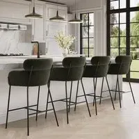 Set of 4 Curved Kitchen Stools with Back - Green