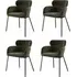 Set of 4 Dining Chairs - Khaki Green, Velvet
